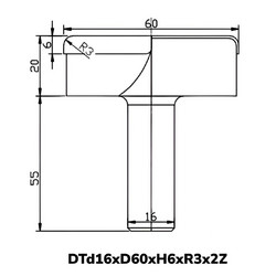 Фреза DTd16xD60xH6xR3x2Z